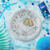 ブルークリスマスベルエレガントズヴィンテージ素朴 ペーパープレート (パーティー)