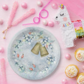 ブルークリスマスベルエレガントズヴィンテージ素朴 ペーパープレート (パーティー)