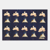 ブルークリスマスベルズホワイトボウ ラッピングペーパーシート (正面)