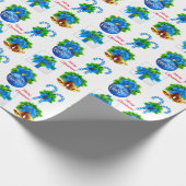 ブルークリスマスベルズボールキャンディーケイン&ギフト ラッピングペーパー (角)