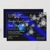 ブルークリスマスホリデーウィンターウェディング招待状 招待状 (正面/裏面)