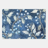 ブルークリスマスホリデー自然ウッドランドウィンター ラッピングペーパーシート (正面2)