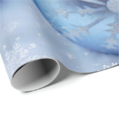 ブルークリスマスボールススノーフレークスホリデー ラッピングペーパー (ロールコーナー)