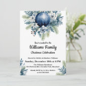 ブルークリスマスボールホリデーパーティー招待状 招待状 (スタンド正面)