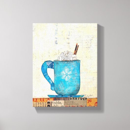 ブルークリスマスマグカップ キャンバスプリント (正面)