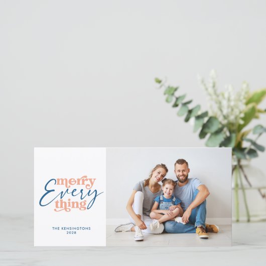 ブルークリスマスメリーオールホリデー写真 シーズンカード (スタンド正面)