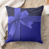 ブルークリスマスリボン装飾用クッション クッション (ブランケット)