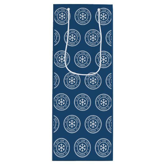 ブルークリスマスワイン抱き枕まで開かない ワインギフトバッグ (正面)