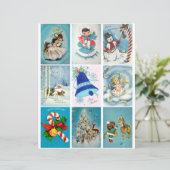 ブルークリスマスヴィンテージカードクリップアートシート (スタンド正面)