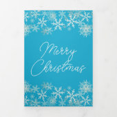 ブルークリスマス写真スノーフレーク 三つ折りクリスマスカード (カバー)