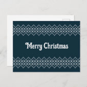 ブルークリスマス刺繍の北欧ニットウェア ポストカード (正面/裏面)