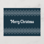 ブルークリスマス刺繍の北欧ニットウェア ポストカード (正面)