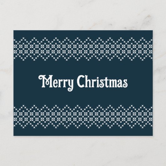 ブルークリスマス刺繍の北欧ニットウェア ポストカード (正面)