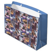 ブルークリスマス夕べ雪のシーンとライトカード ラージペーパーバッグ (裏面アングル)