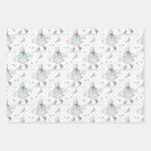 ブルークリスマス小さな女の子 ラッピングペーパーシート (正面2)