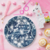 ブルークリスマス紙プレート「イエスが理由」 ペーパープレート (パーティー)