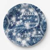 ブルークリスマス紙プレート「イエスが理由」 ペーパープレート (正面)