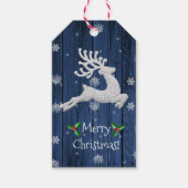 ブルークリスマス素朴トナカイのプレゼントラベル ギフトタグ (正面)