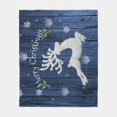 ブルークリスマス素朴トナカイ毛布 フリースブランケット (正面)