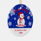 ブルークリスマス雪だるま雪片 セラミックオーナメント (右)