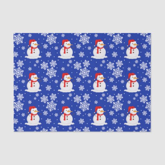 ブルークリスマス雪だるま雪片 薄葉紙 (正面)