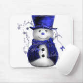 ブルークリスマス雪だるま マウスパッド (マウス)