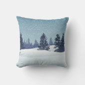 ブルークリスマス雪の風景装飾用クッション クッション (正面)