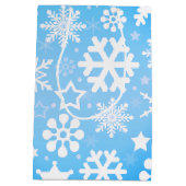 ブルークリスマス雪パーソナライズされた片キッズ ミディアムペーパーバッグ (裏面)