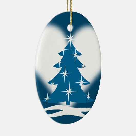 ブルークリスマス飾りパーソナライズされた冬の装飾 セラミックオーナメント (右)