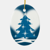ブルークリスマス飾りパーソナライズされた冬の装飾 セラミックオーナメント (正面)