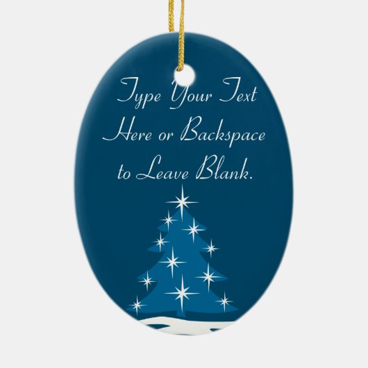 ブルークリスマス飾りパーソナライズされた冬の装飾 セラミックオーナメント (裏面)