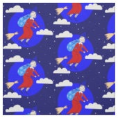 ブルークリスマス魔女befana broomrider spookmas ファブリック (見本)