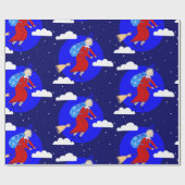 ブルークリスマス魔女befana broomrider spookmas ラッピングペーパー (フラット)