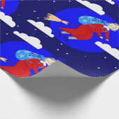 ブルークリスマス魔女befana broomrider spookmas ラッピングペーパー (角)