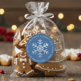 ブルークリスマス スノーフレーク エレガント 偽銀箔 ラウンドシール