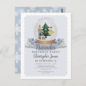 ブルークリスマス・ナッツクラッカー誕生日パーティーの招待状 ポストカード (正面/裏面)