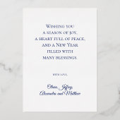 ブルークリスマス ファミリーフォト ラブ ピース ジョイ ゴールド 箔シーズンカード (裏面)