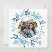 ブルークリスマス |水彩メリーヤドリギの写真 シーズンカード (正面)