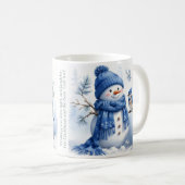 ブルークリスマス – 雪だるま コーヒーマグカップ (正面右)