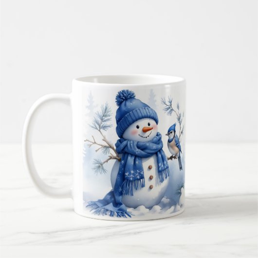 ブルークリスマス – 雪だるま コーヒーマグカップ (左)