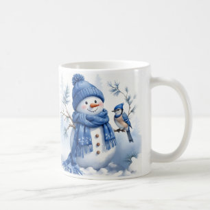 ブルークリスマス – 雪だるま コーヒーマグカップ