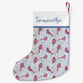 ブルークリスマス（鳥）ショウジョウコウカンチョウの鳥パーソナライズされたの名前 スモールクリスマスストッキング (裏面)