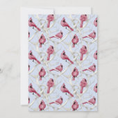 ブルークリモダンスマス(鳥)ショウジョウコウカンチョウバードベビーシャワー 招待状 (裏面)