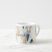ブルークリームアイボリー抽象芸術ビーチ エスプレッソカップ (正面右)
