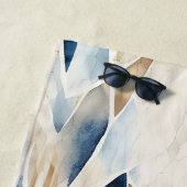 ブルークリームアイボリー抽象芸術ビーチ ビーチタオル (インサイチュ)