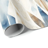 ブルークリームアイボリー抽象芸術ビーチ ラッピングペーパー (ロールコーナー)