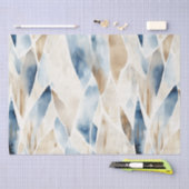 ブルークリームアイボリー抽象芸術ビーチ 薄葉紙 (クラフト)