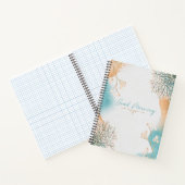 ブルークリームウォーター色抽象芸術背景フローラ ノートブック (内部)