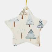 ブルークリームクリスマスストライプクリスマススノーフレーク セラミックオーナメント (裏面)