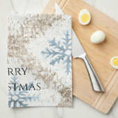 ブルークリームクリスマススノーフレーク キッチンタオル (四つ折り)